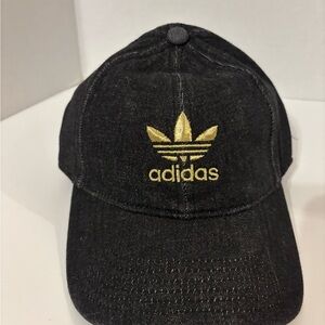 Adidas Black Denim Cap with Gold Logo